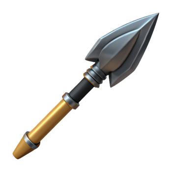 majestic nostalgic surreal Concept art style, isolated cutout of a single, hand-forged tribal spear with a sharpened obsidian tip with Transparent Background 4K png