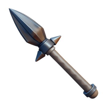 peaceful mesmerizing Concept art style, isolated cutout of a single, hand-forged tribal spear with a sharpened obsidian tip with Transparent Background exclusive png