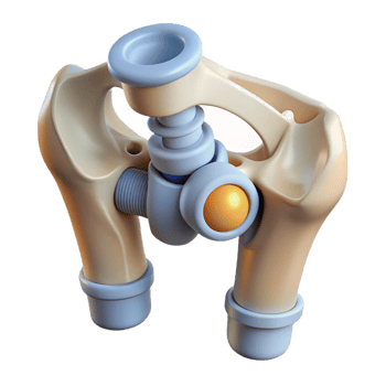 quintessential organic Isolated cutout, concept art style, hyper-specific depiction of a biomechanical hip joint with ball-and-socket mechanism with Transparent Background museum quality png