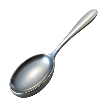 sumptuous sought-after Hyper-specific, photorealistic isolated cutout of a single polished silver spoon with Transparent Background png