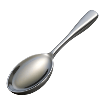 splendid bohemian Hyper-specific, photorealistic isolated cutout of a single polished silver spoon with Transparent Background top-tier png