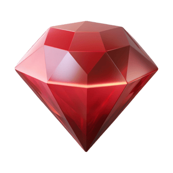 melancholic wonderful Hyper-specific, professional render of a single, levitating ruby gemstone, photorealistic, isolated cutout with Transparent Background original png