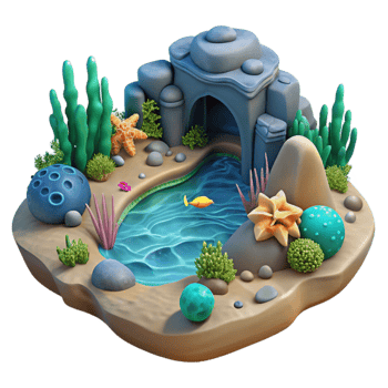 dramatic minimalist Stylized Deep Sea Landscape Cutout Transparent Background original png