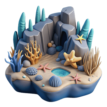 magnificent creative Stylized Deep Sea Landscape Cutout Transparent Background high resolution png