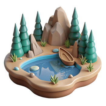beautiful abstract Stylized Lake Scene Cutout with Soft Lighting original png