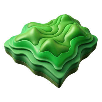 beautiful minimalist Stylized Topographic Map with Green Hues Isolated detailed png
