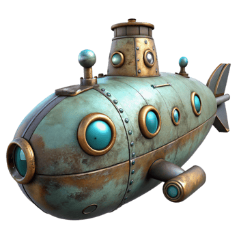 stunning traditional Submarine Exploring Abyss Isolated Transparent Background exclusive png
