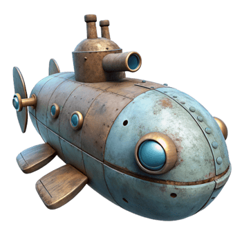 dramatic rustic Submarine Exploring Abyss Isolated Transparent Background detailed png
