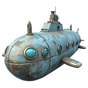 stunning rustic Submarine Exploring Abyss Isolated Transparent Background professional png