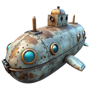 extraordinary artistic Submarine Exploring Abyss Isolated Transparent Background high resolution png