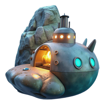 serene classic Submarine Glowing Grotto Transparent Background high resolution png