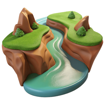 magnificent traditional Subterranean Riverbend Isolated with Realistic Reflections original png