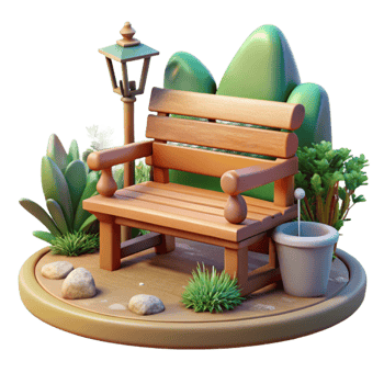 elegant rustic Sundowner Garden Bench Cutout Peaceful Garden Setting png