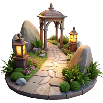 impressive vintage Sundowner Garden Path Cutout Tranquil Setting high resolution png