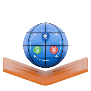 3D Global Multi-Currency Wallet Icon for Cross Border Payments png