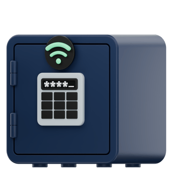 3D Digital Vault Icon with Password Pad and Secure Access Signal png