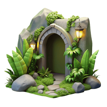 stunning classic Sunlit Grotto Opening Cutout with Lush Greenery png