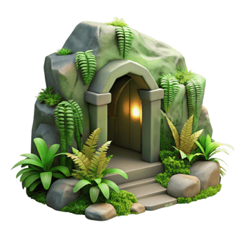 extraordinary abstract Sunlit Grotto Opening Cutout with Lush Greenery premium png