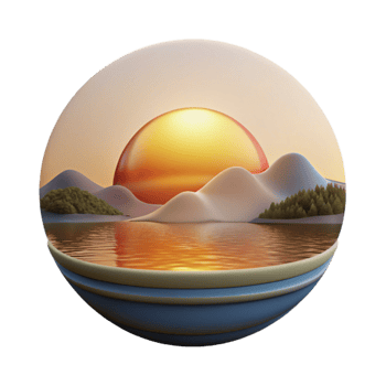 vibrant creative Sunrise Lake View Cutout with Warm Hues authentic png