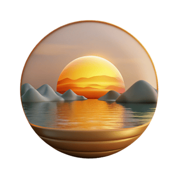 vibrant vintage Sunrise Over Lake Cutout with Golden Hues exclusive png