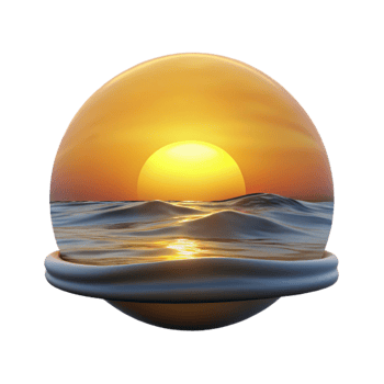 dramatic rustic Sunrise Over Ocean Cutout Golden Hues Transparent Background png
