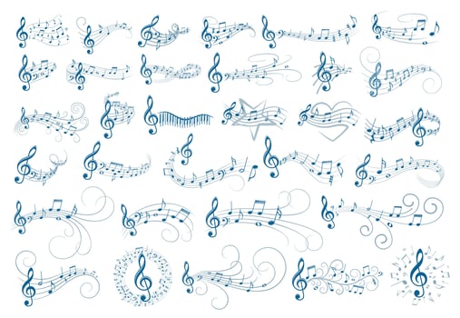 Big set of logos with musical notes. vector