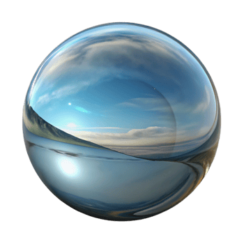 serene minimalist Surreal Reflection in Convex Glass Isolated professional png