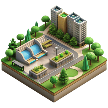 magnificent modern Sustainable City Park Isometric View Cutout genuine png