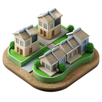 dramatic contemporary Sustainable Housing Development Aerial View Cutout exclusive png