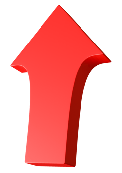 Red arrow in a three-dimensional style, isolated against clean transparent background, ideal for design and navigation purposes. 3D rendering png