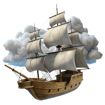beautiful artistic Tall Ship Silhouetted Against Clouds Isolated exclusive png