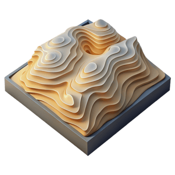 vibrant rustic Terraced Topographic Map with Shadow Detail Isolated premium png