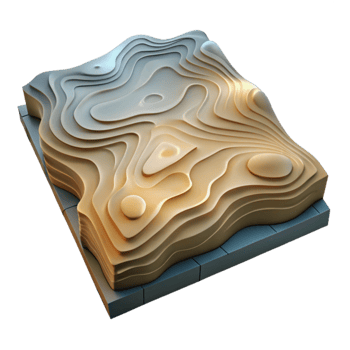 vibrant traditional Terraced Topographic Map with Shadow Detail Isolated authentic png