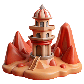 magnificent modern Terraform Tower in Red Desert Landscape Isolated premium png