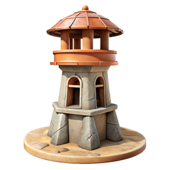 dramatic contemporary Terraform Tower Cutout Isolated on Transparent Background high quality png