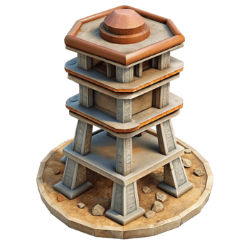 dramatic traditional Terraform Tower Cutout Isolated on Transparent Background genuine png