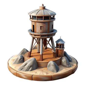 magnificent creative Terraform Tower Cutout Isolated on Transparent Background high resolution png
