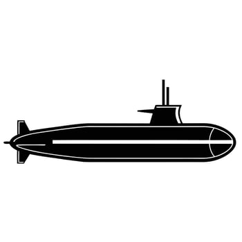 Stylized Submarine Icon Flat Black Maritime Design vector