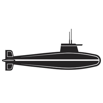 Minimalist Navy Submarine Flat Black Silhouette vector