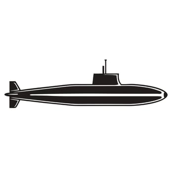 Minimalist Submarine Silhouette Sleek Underwater Vessel Design vector