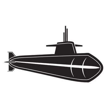 Nautical Submarine Silhouette Clean Maritime Art vector