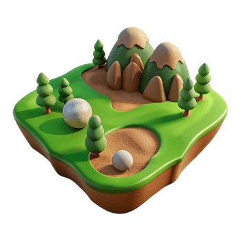 vibrant minimalist Terra Verde Landscape Cutout with Warm Lighting original png