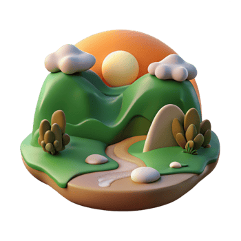 wonderful modern Terra Verde Landscape Isolated with Detailed Textures high resolution png