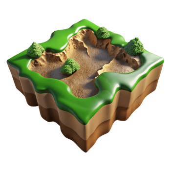serene vintage Terra Verde Terrain Cutout with Dramatic Shadows authentic png