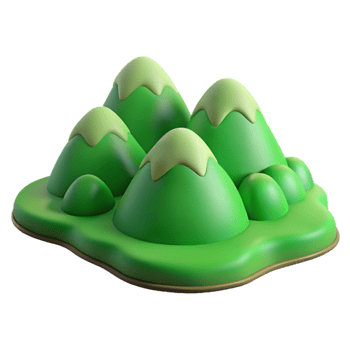 extraordinary minimalist Terra Verde Terrain Cutout Lush Green Valley Isolated authentic png