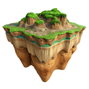 vibrant contemporary Terra Verde Terrain Cutout Lush Green Valley Isolated png