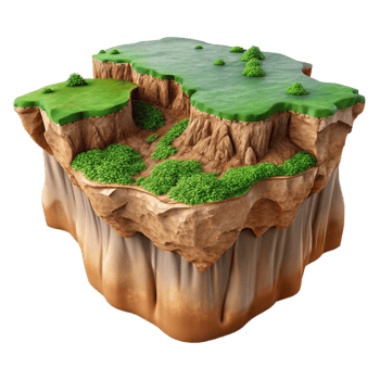 dramatic minimalist Terra Verde Terrain Cutout Lush Green Valley Isolated authentic png