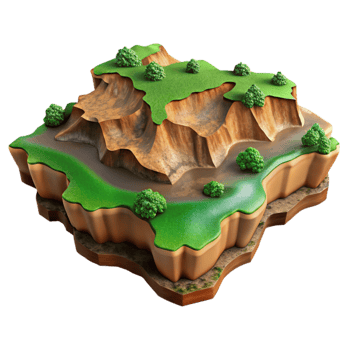 elegant creative Terra Verde Terrain Cutout Lush Green Valley Isolated original png