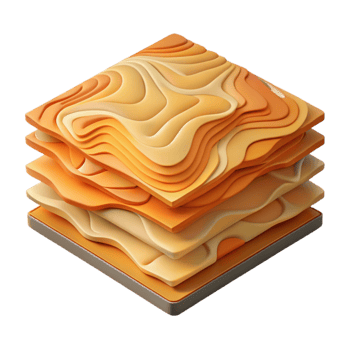 serene modern Topographic Map Layers in Perspective Isolated Cutout detailed png