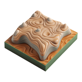 stunning modern Topographic Map Perspective Transparent Background Angled Viewpoint detailed png